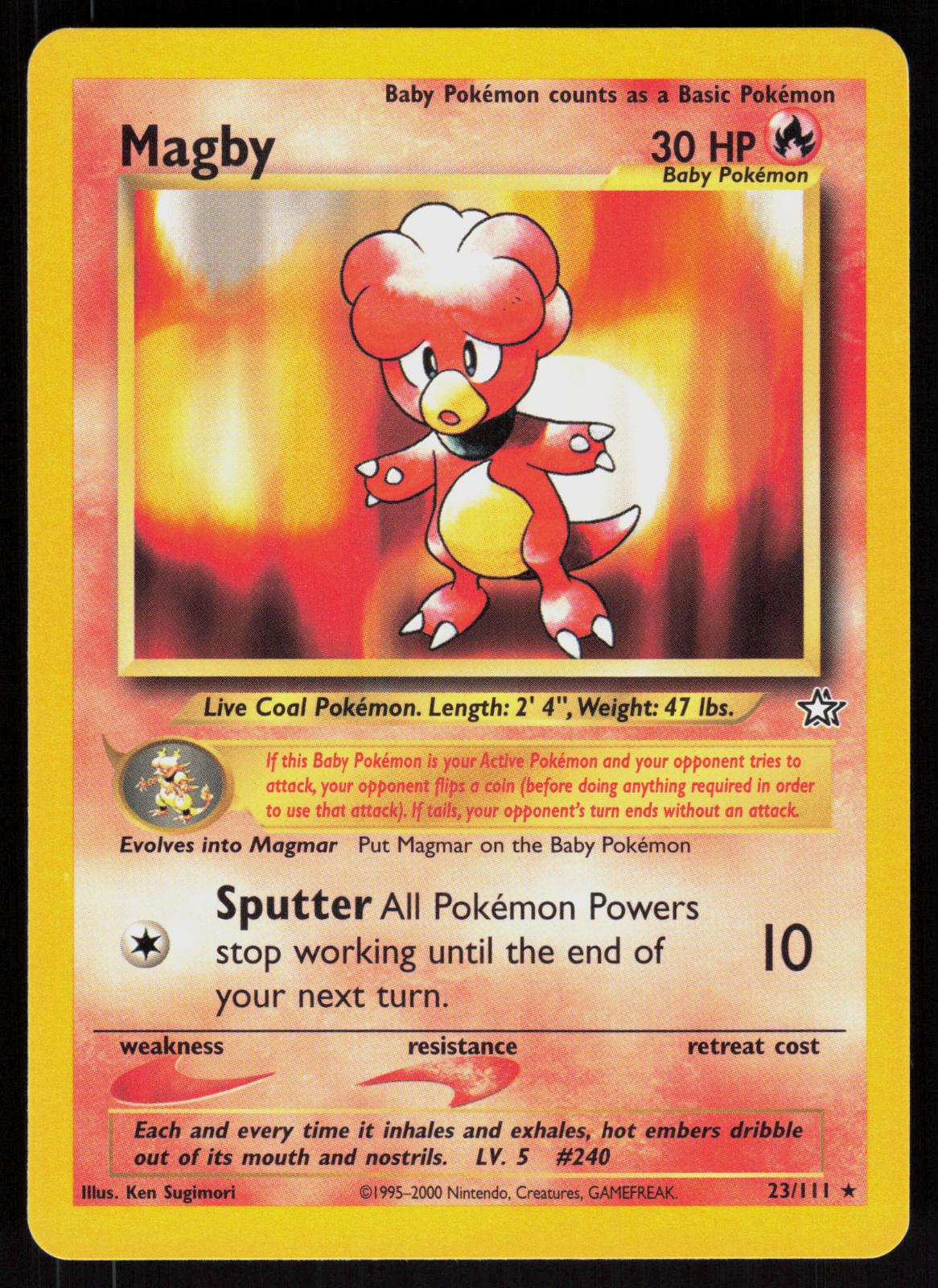 Pokemon Magby 23/111 Neo Genesis Rare Near Mint