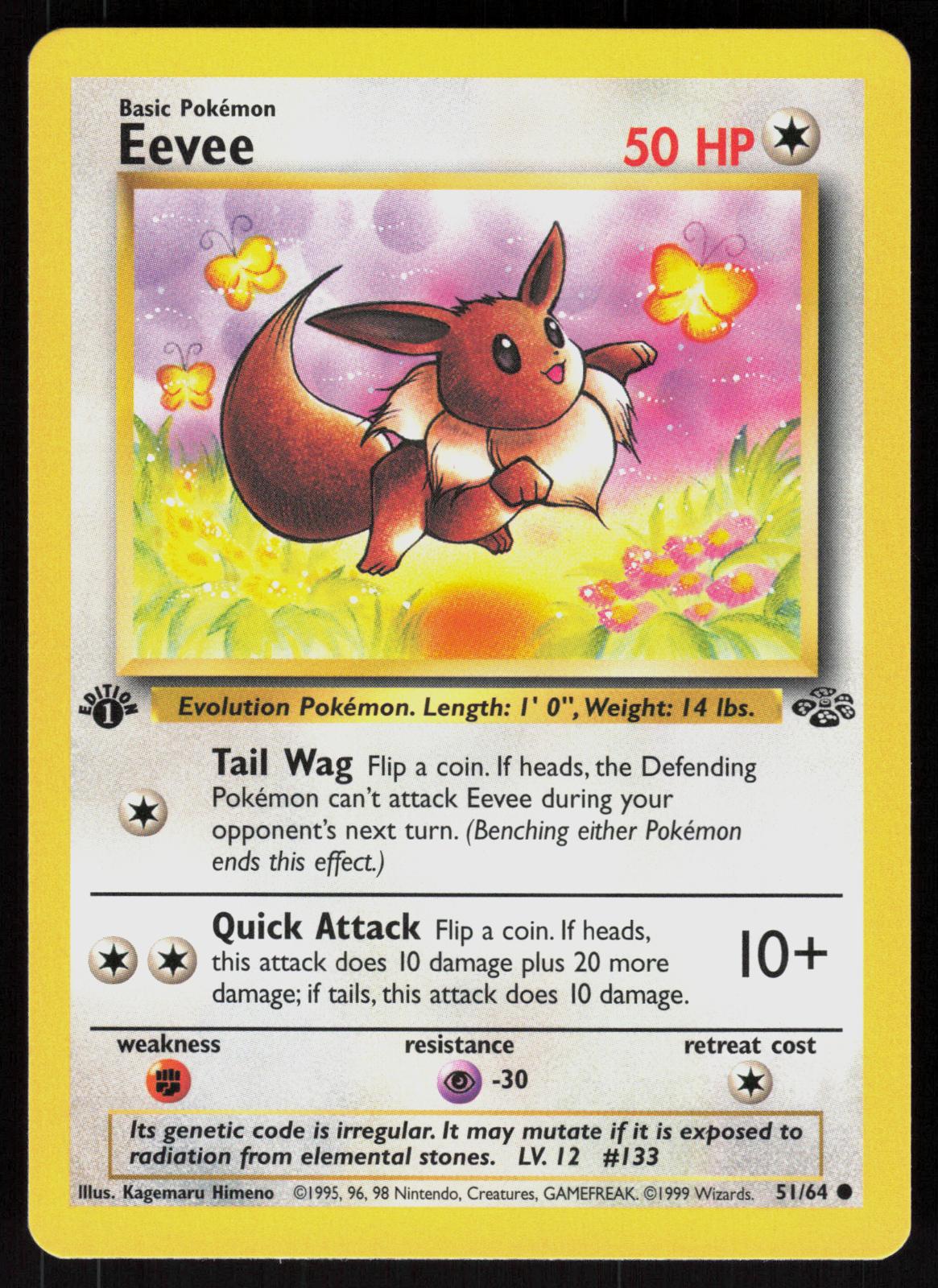 Pokemon Eevee 51/64 Jungle Common 1st Edition Near Mint