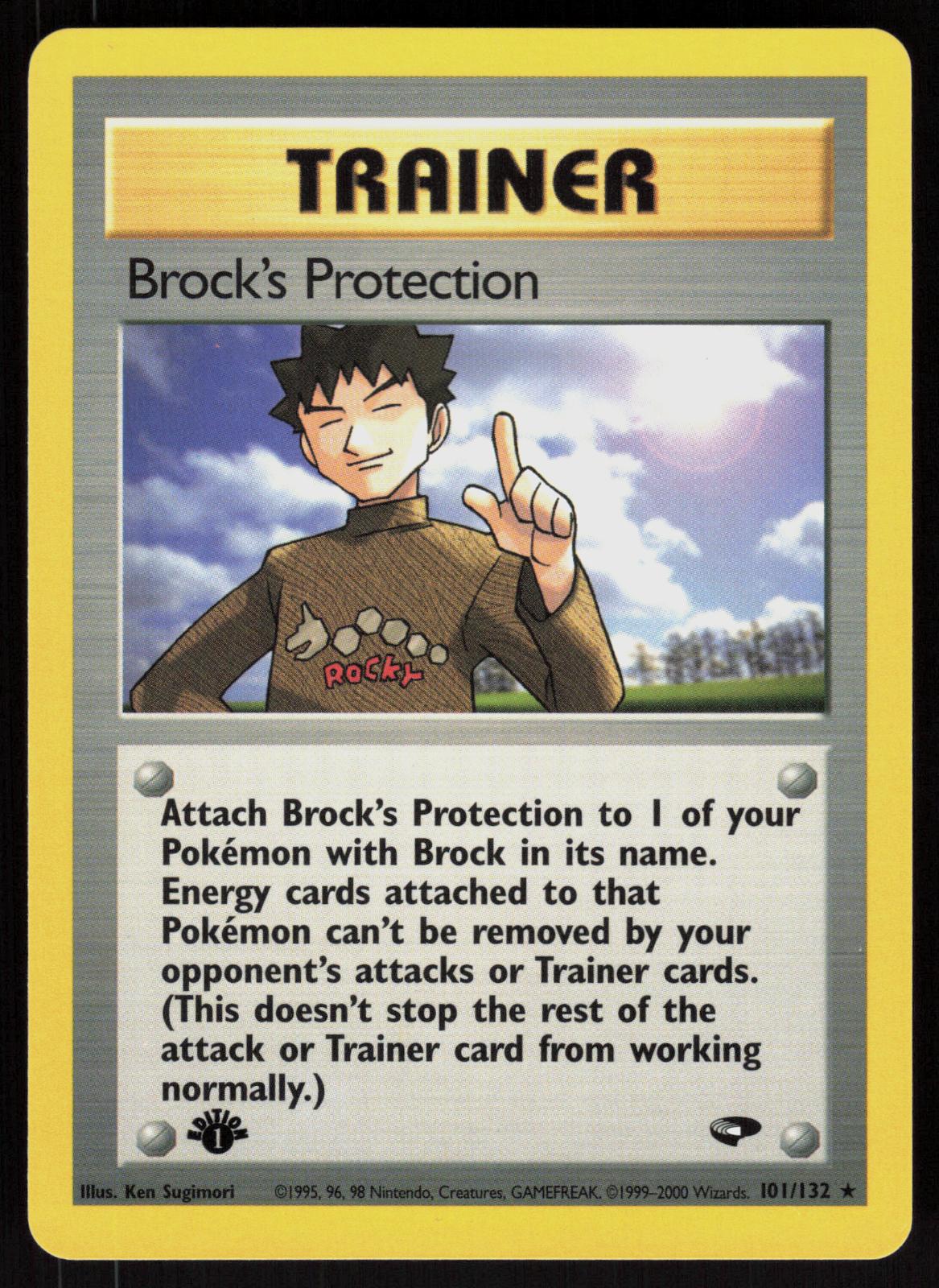 Pokemon Brock's Protection 101/132 Gym Challenge Rare 1st Edition Near Mint