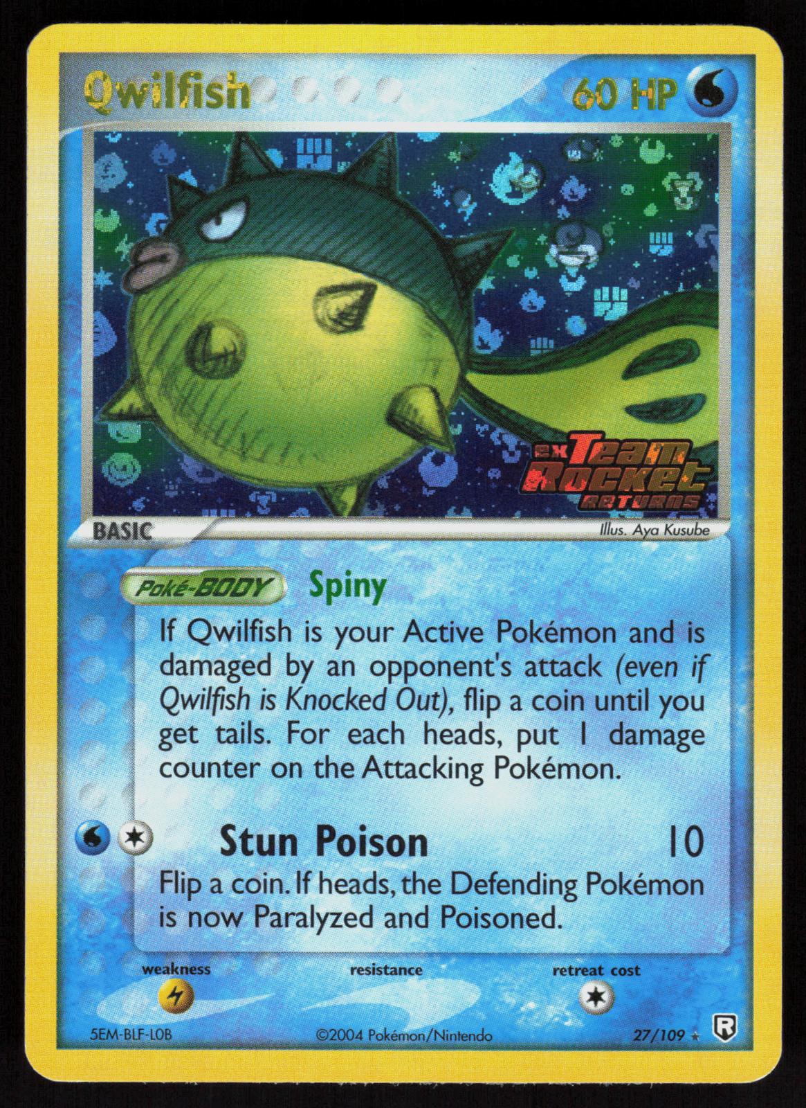 Pokemon Qwilfish 27/109 Team Rocket Returns Rare Reverse Holo Near Mint