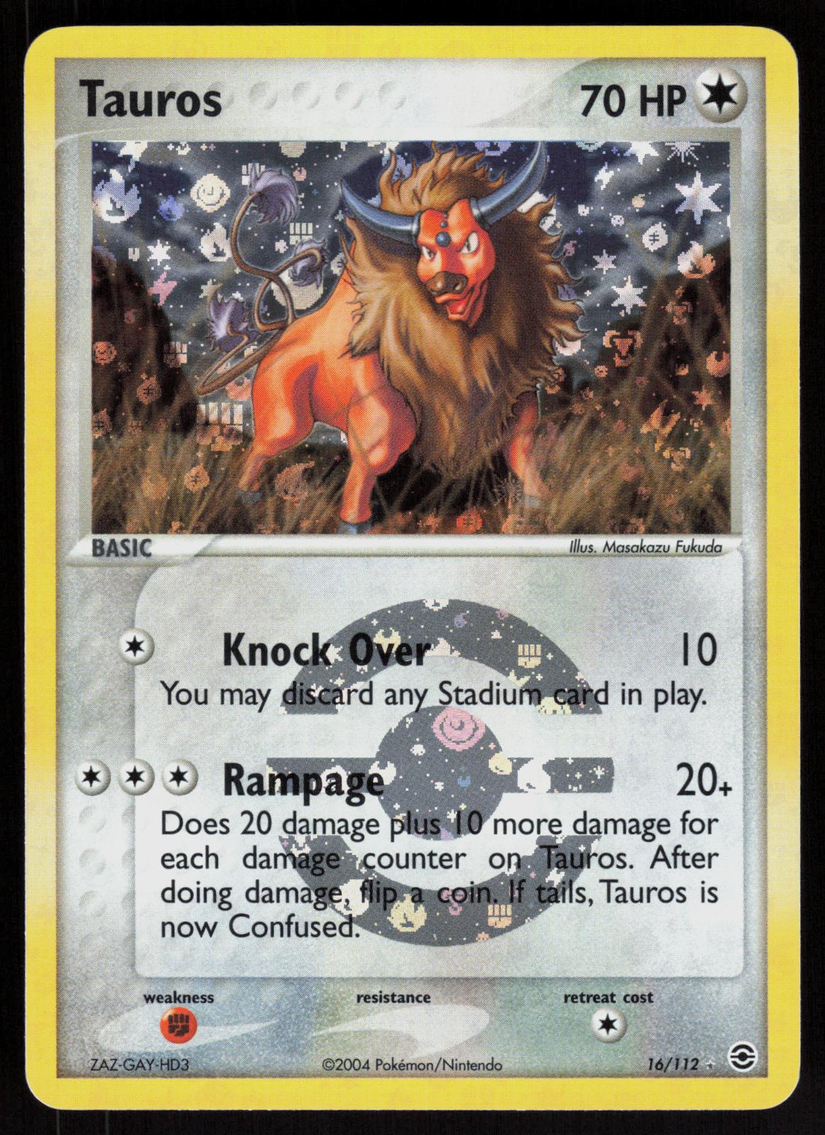 Pokemon Tauros 16/112 FireRed & LeafGreen Holo Rare Reverse Holo Near Mint