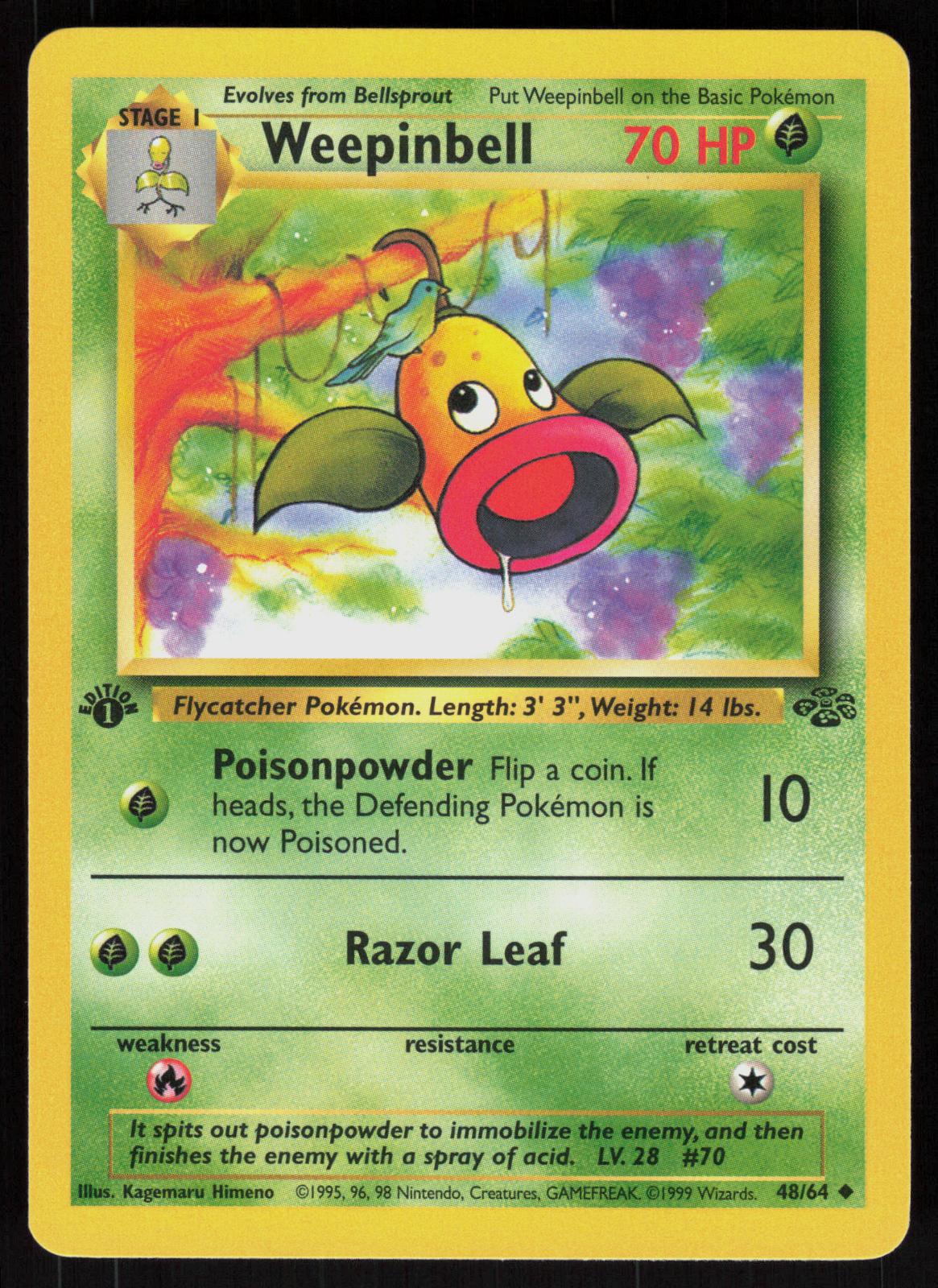 Pokemon Weepinbell 48/64 Jungle Uncommon 1st Edition Near Mint