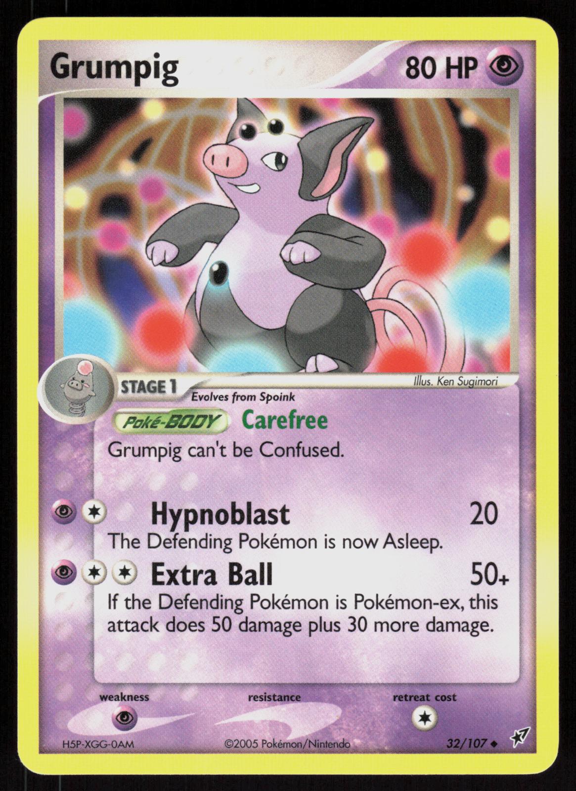 Pokemon Grumpig 32/107 Deoxys Uncommon Near Mint