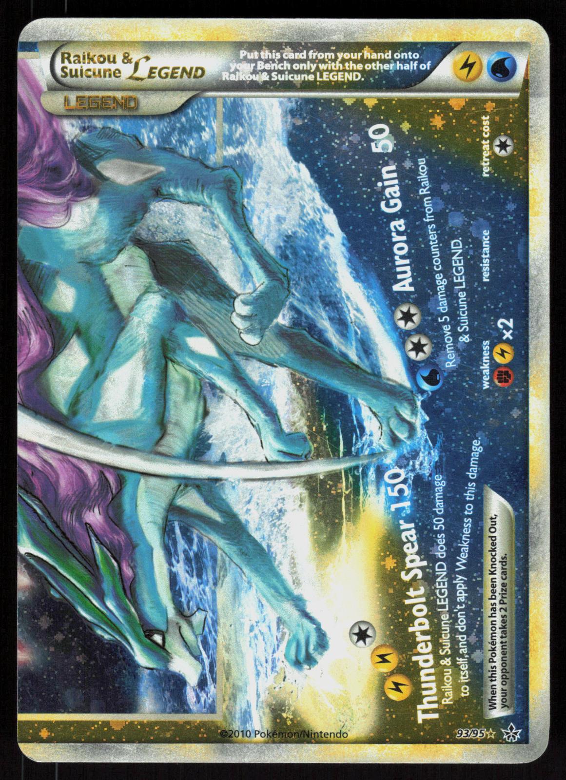 Pokemon Raikou & Suicune LEGEND 93/95 HGSS Unleashed LEGEND Heavily Played