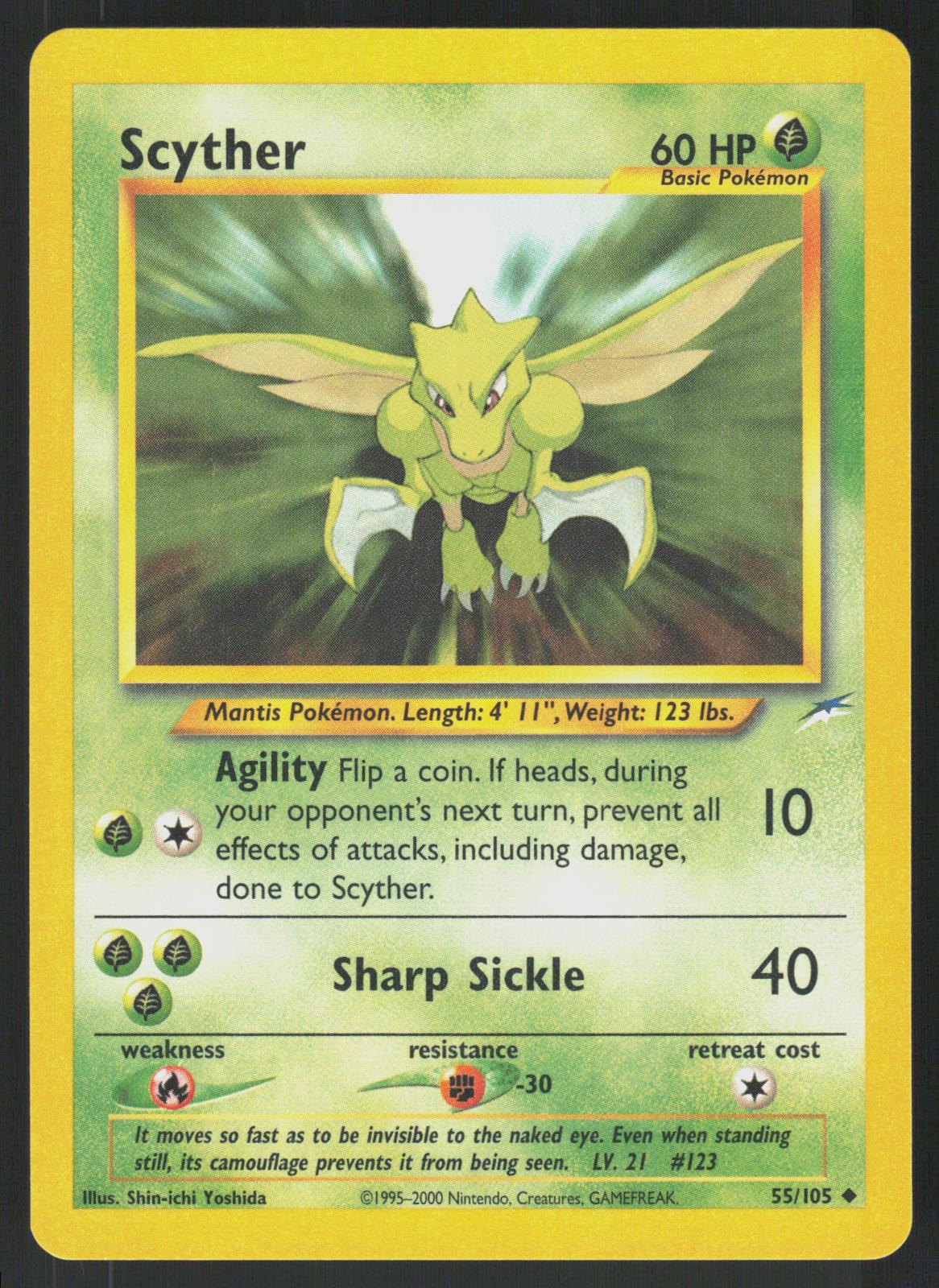 Pokemon Scyther 55/105 Neo Destiny Uncommon Near Mint