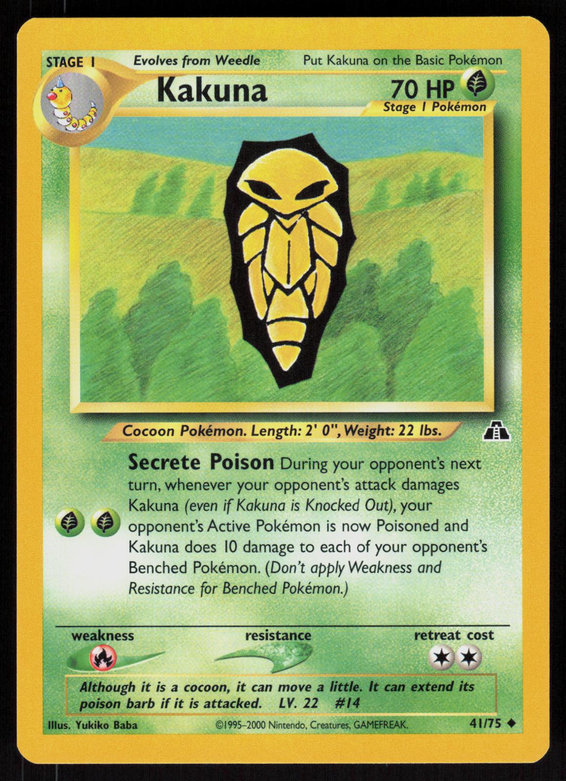 Pokemon Kakuna 41/75 Neo Discovery Uncommon Near Mint