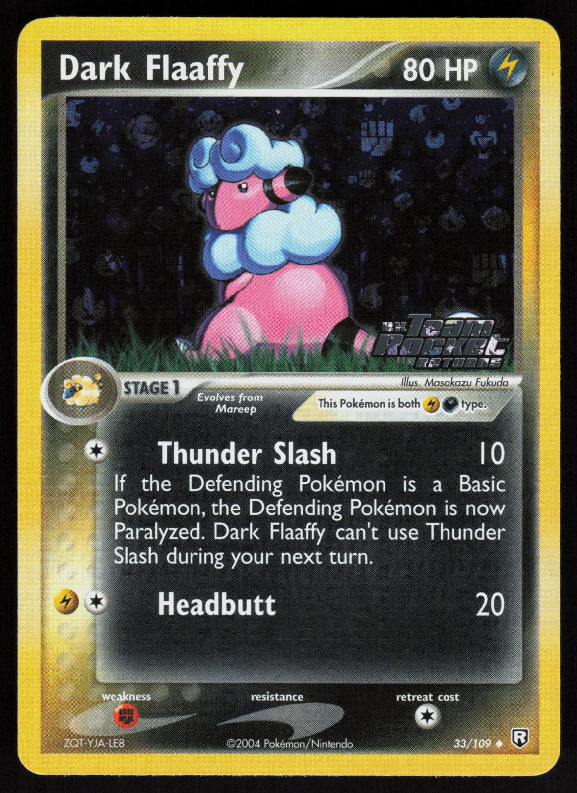Pokemon Dark Flaaffy 33/109 Team Rocket Returns Uncommon Reverse Holo Near Mint