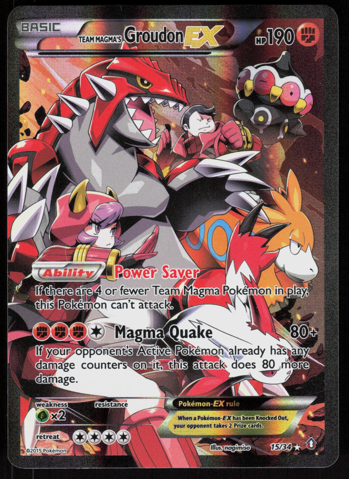 Pokemon Team Magma's Groudon EX 15/34 Double Crisis Ultra Rare Lightly Played