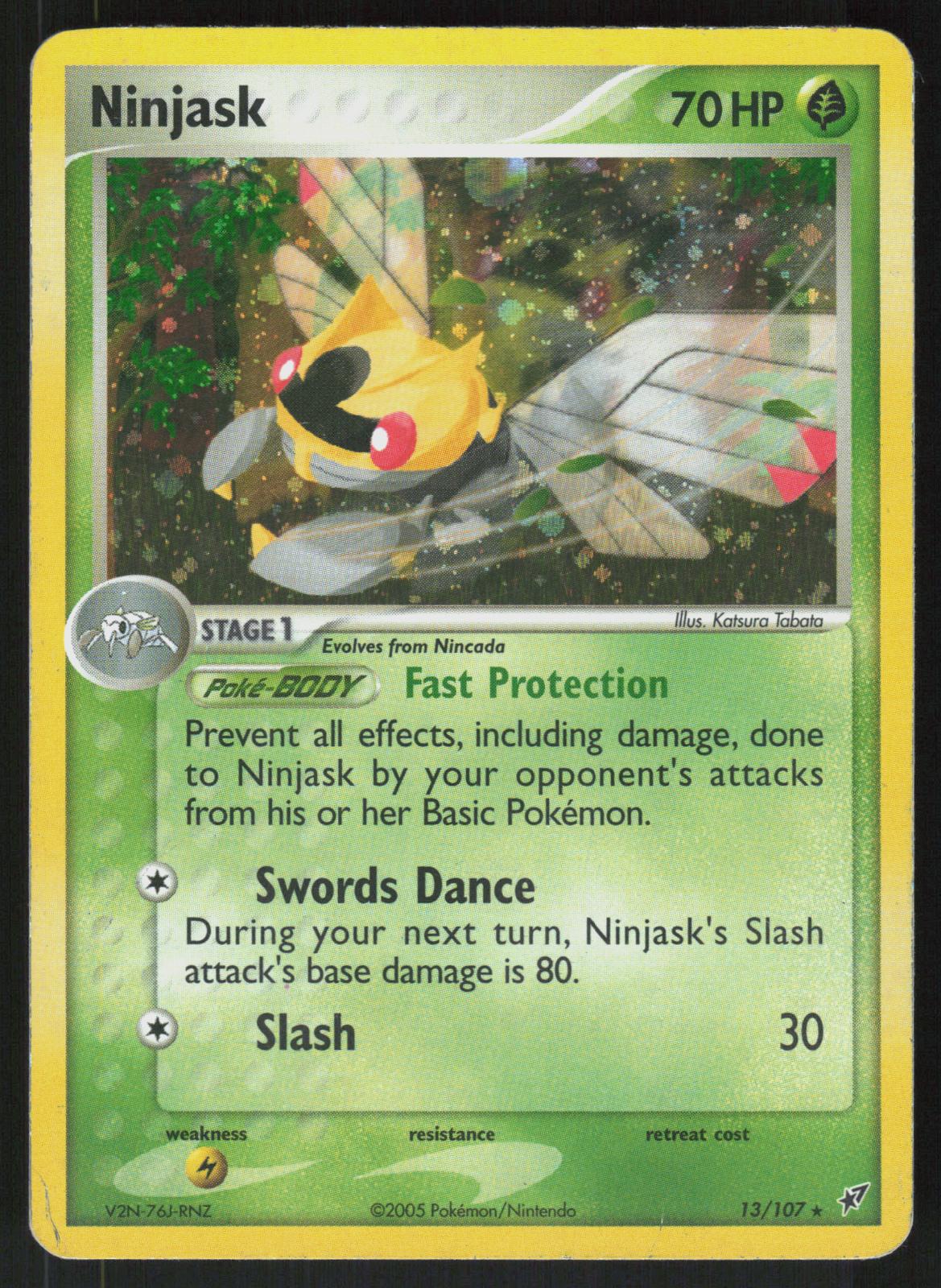 Pokemon Ninjask 13/107 Deoxys Holo Rare Moderately Played