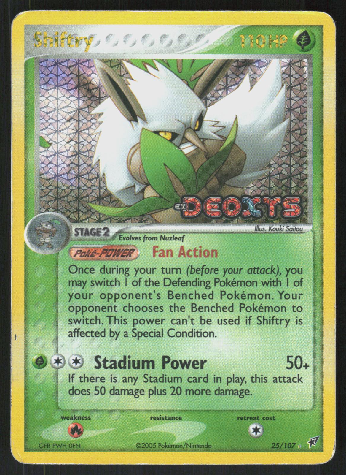Pokemon Shiftry 25/107 Deoxys Rare Reverse Holo Moderately Played