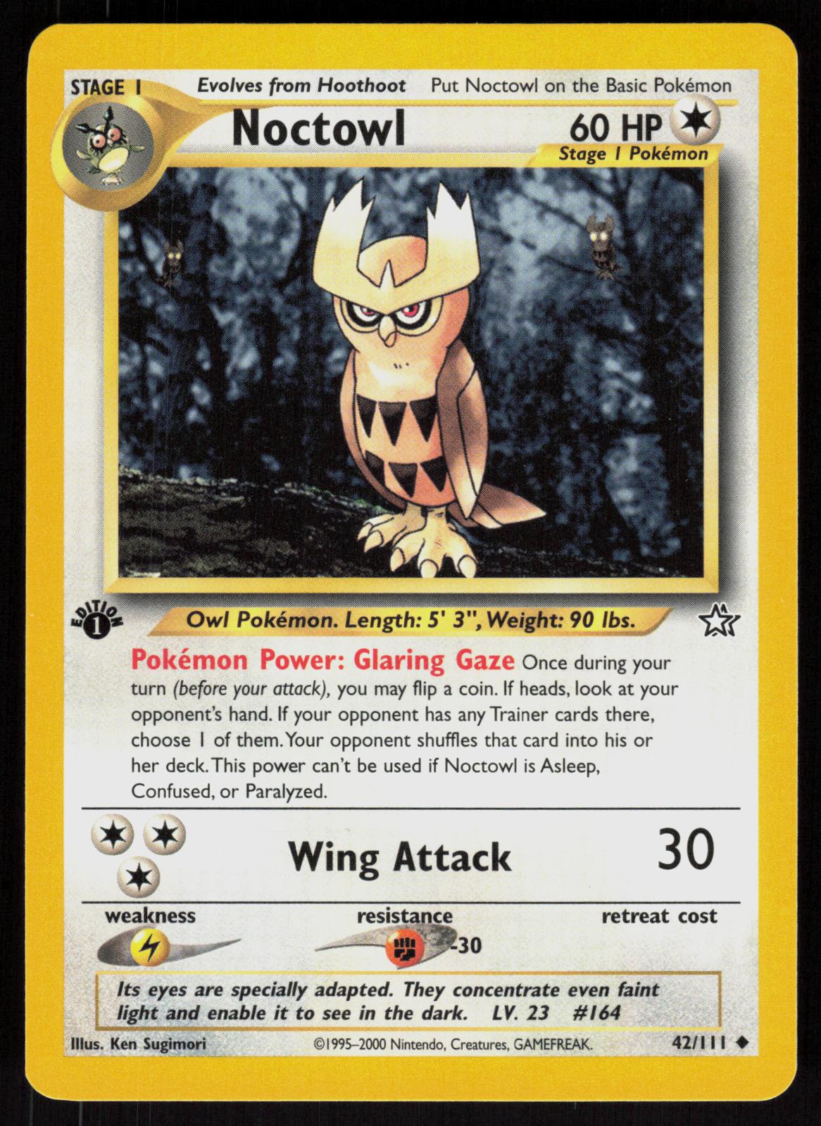 Pokemon Noctowl 42/111 Neo Genesis Uncommon 1st Edition Near Mint