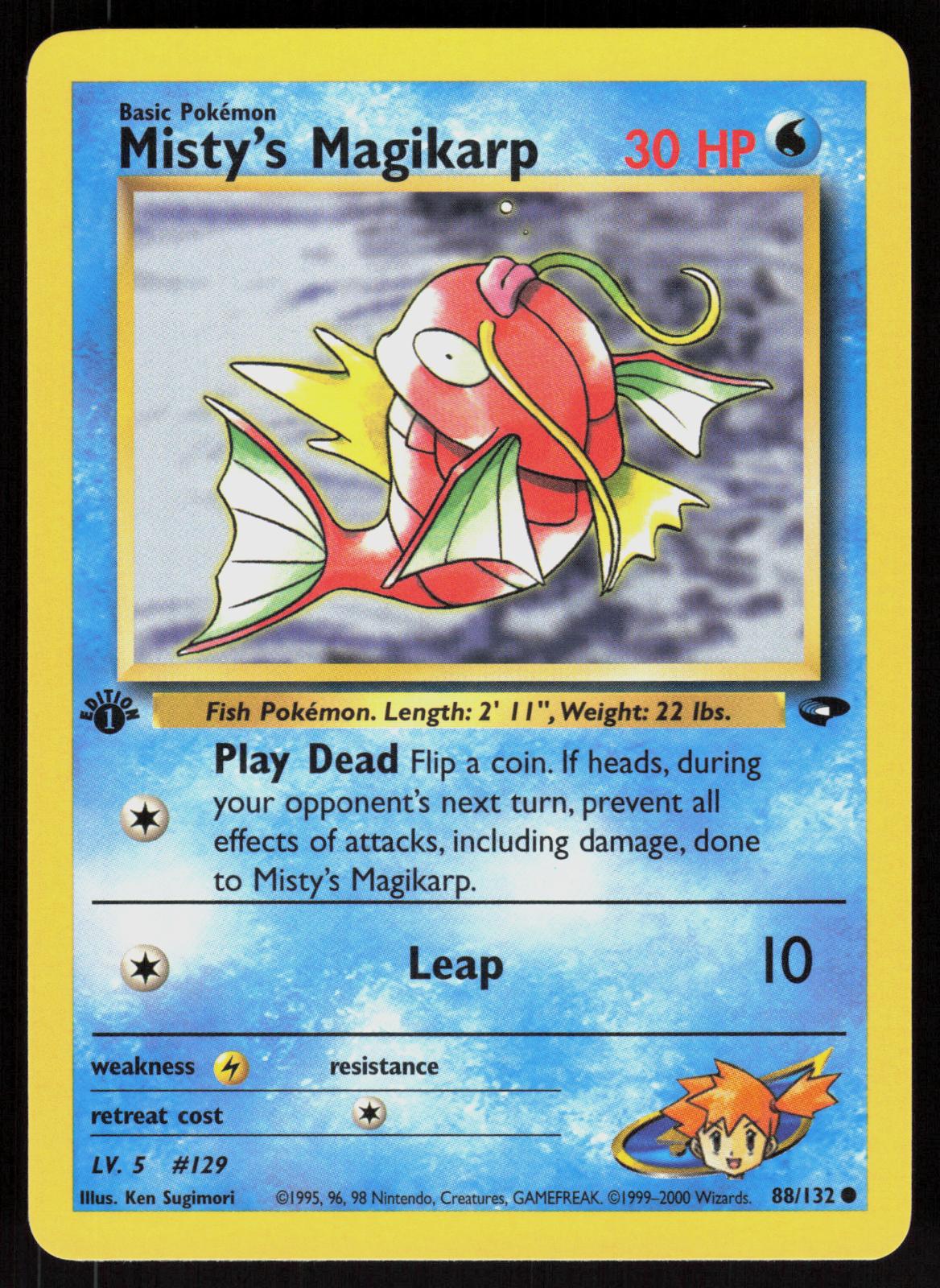 Pokemon Misty's Magikarp 88/132 Gym Challenge Common 1st Edition Near Mint