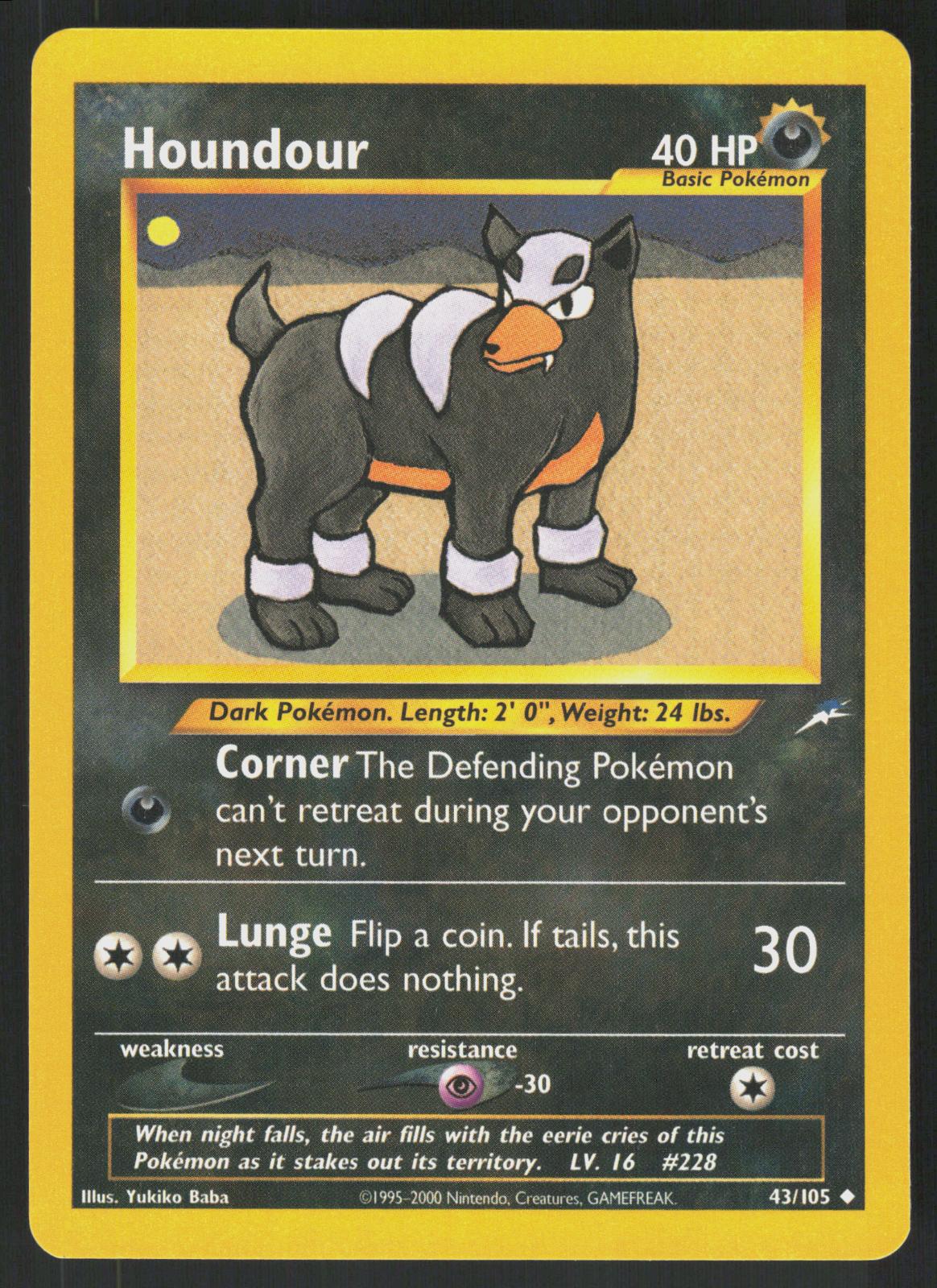 Pokemon Houndour 43/105 Neo Destiny Uncommon Near Mint