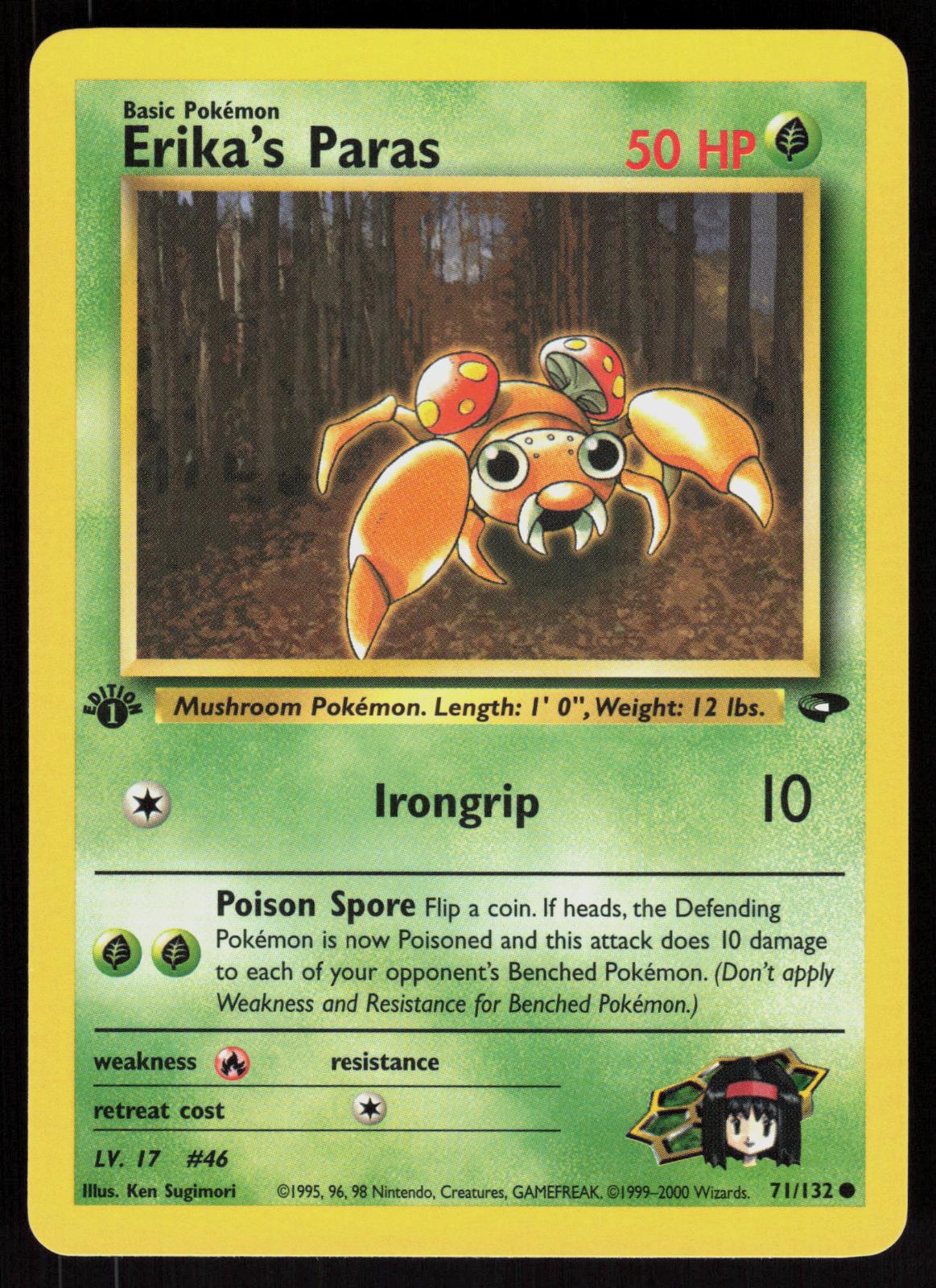 Pokemon Erika's Paras 71/132 Gym Challenge Common 1st Edition Near Mint
