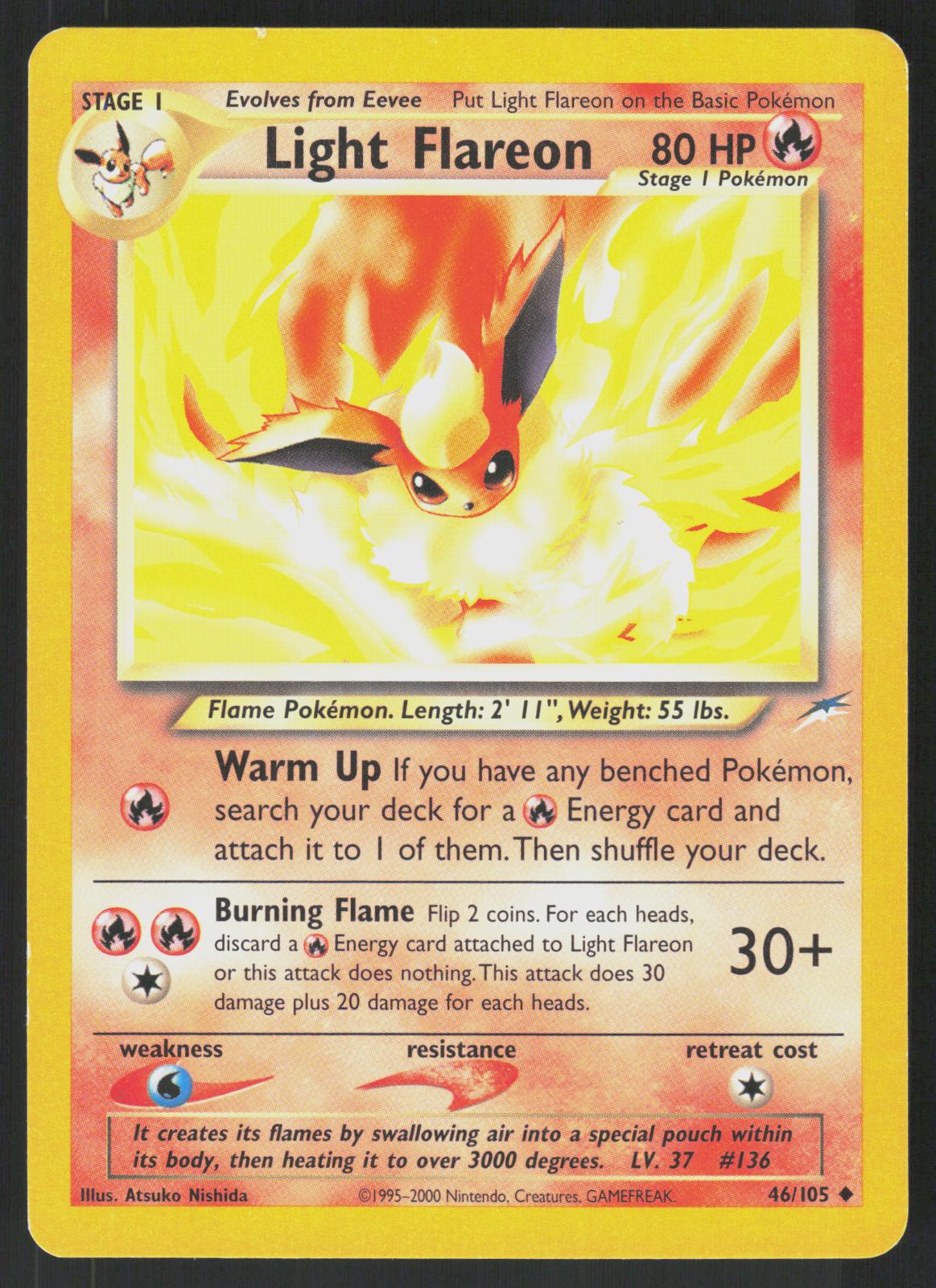 Pokemon Light Flareon 46/105 Neo Destiny Uncommon Near Mint