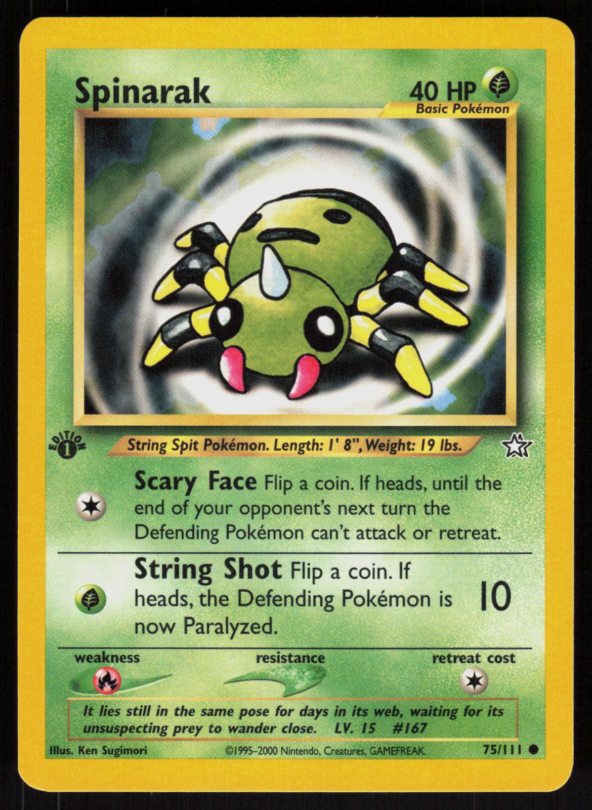Pokemon Spinarak 75/111 Neo Genesis Common 1st Edition Near Mint