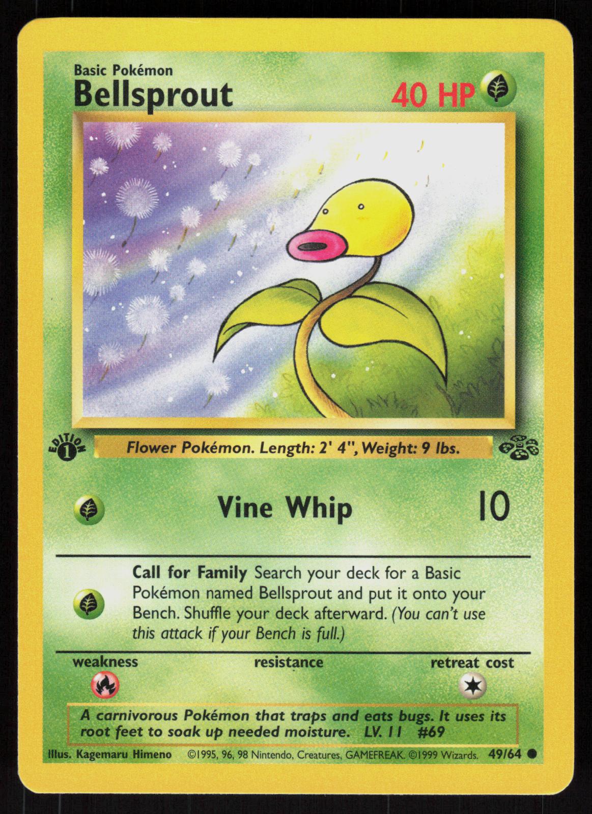 Pokemon Bellsprout 49/64 Jungle Common 1st Edition Near Mint