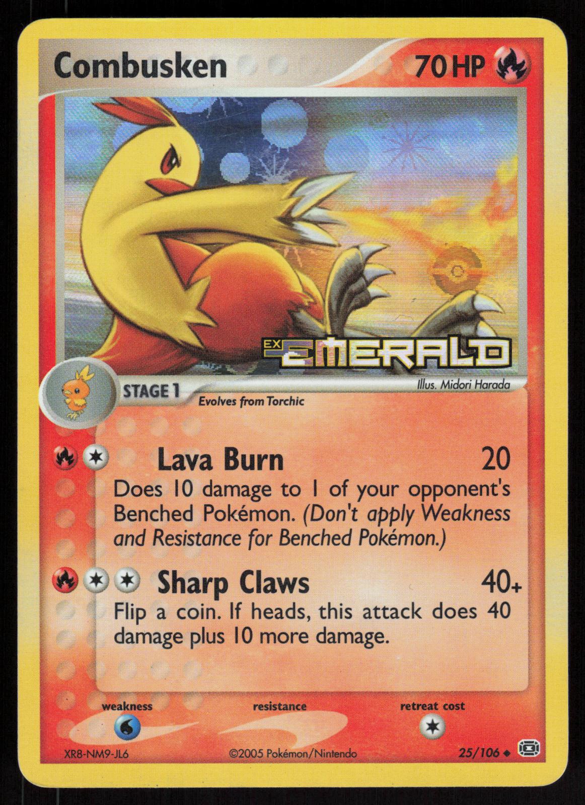 Pokemon Combusken 25/106 Emerald Uncommon Reverse Holo Near Mint