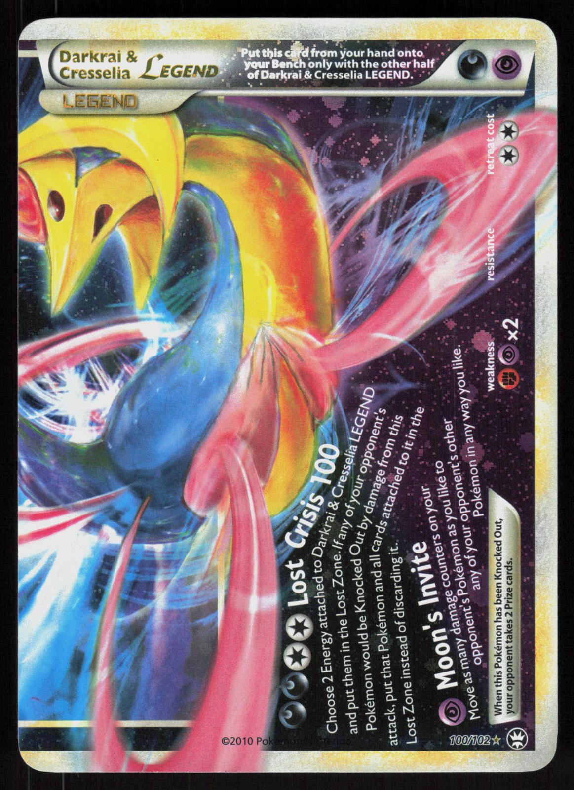 Pokemon Darkrai & Cresselia LEGEND 100/102 HGSS Triumphant LEGEND Near Mint