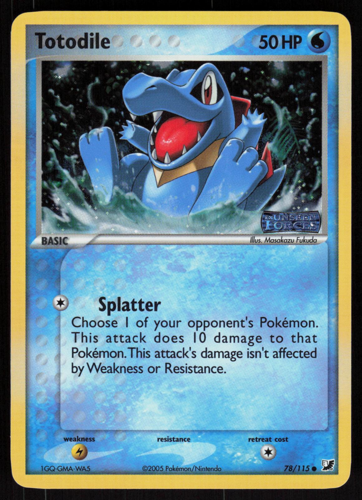 Pokemon Totodile 78/115 Unseen Forces INVERTED Upside Down Reverse Holo NM