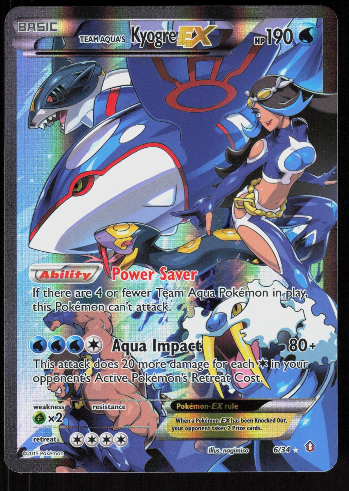 Pokemon Team Aqua's Kyogre EX 6/34 Double Crisis Ultra Rare Lightly Played