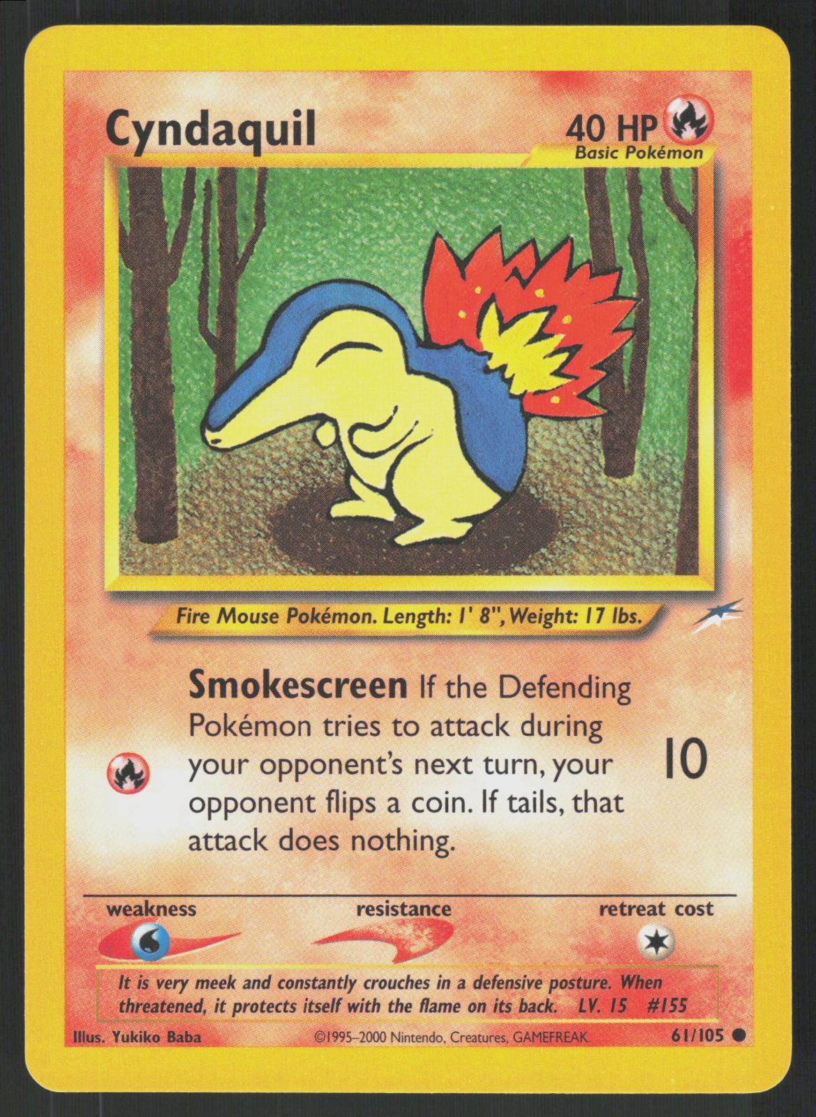 Pokemon Cyndaquil 61/105 Neo Destiny Common Near Mint