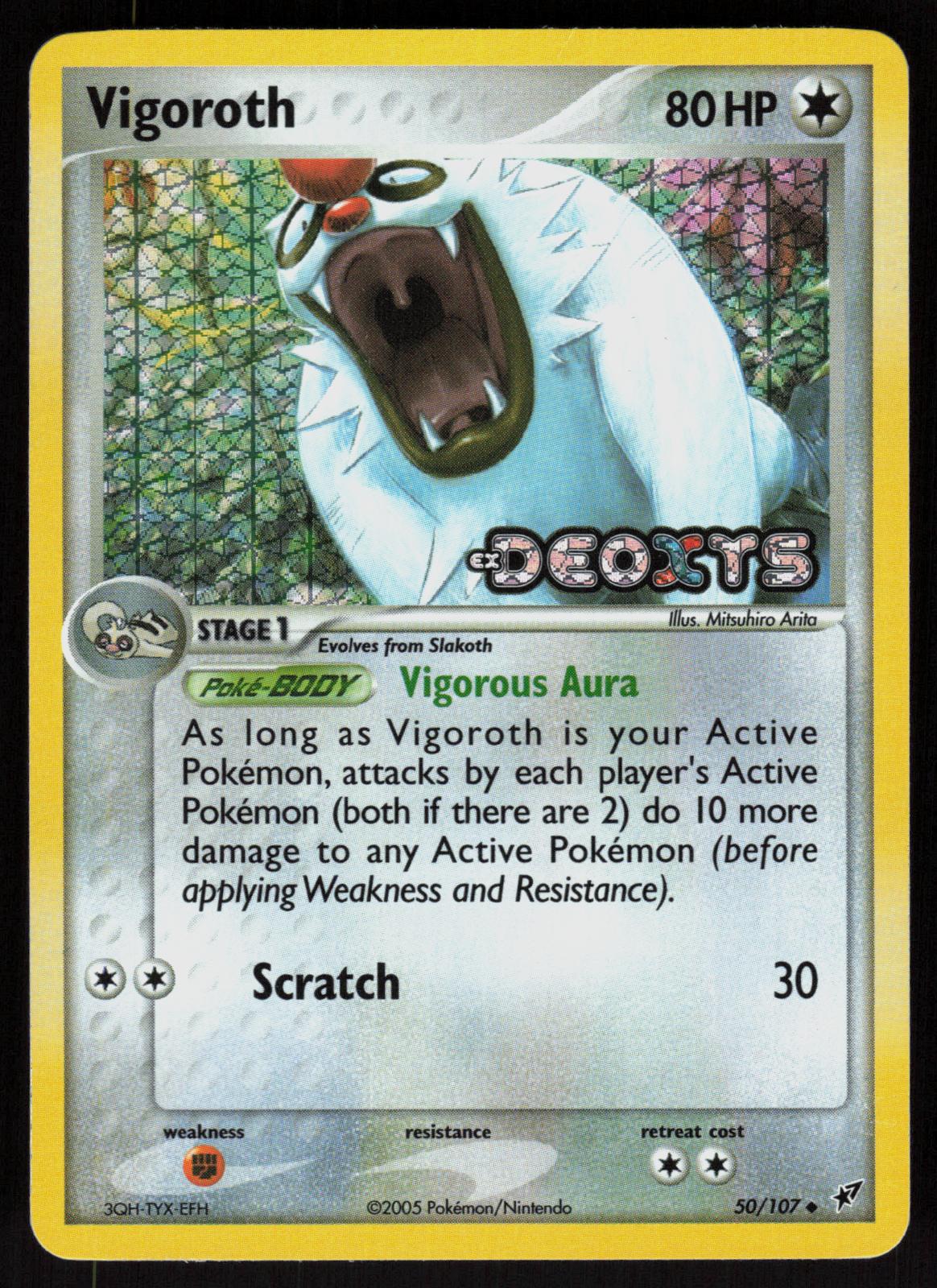 Pokemon Vigoroth 50/107 Deoxys Uncommon Reverse Holo Lightly Played