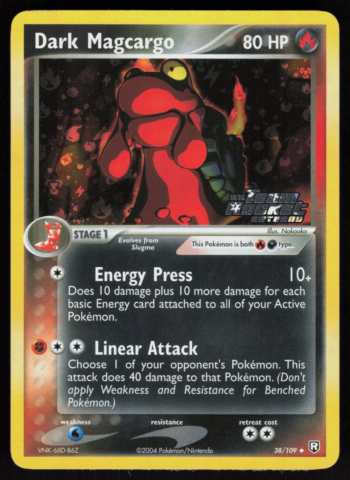 Pokemon Dark Magcargo 38/109 Team Rocket Returns Uncommon Reverse Holo Near Mint