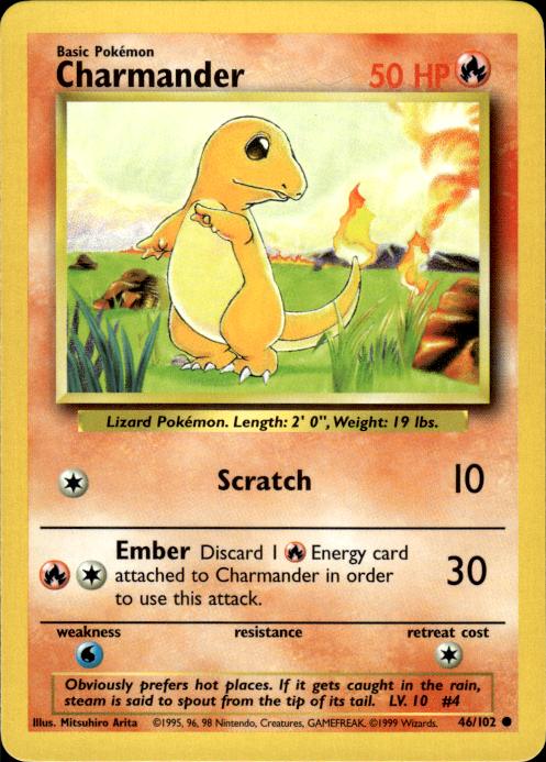 Pokemon Charmander 46/102 Base Set Common Near Mint