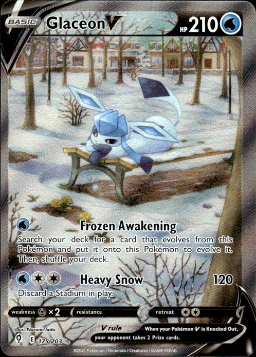 Pokemon Glaceon V 175/203 Evolving Skies Rare Alternate Art Near Mint