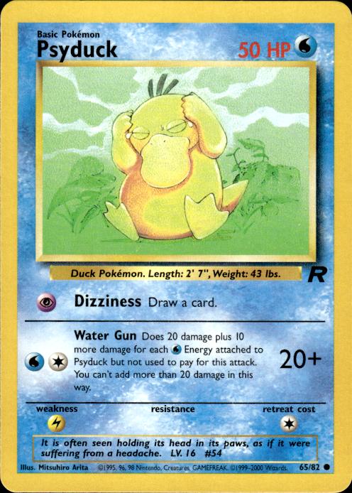 Pokemon Psyduck 65/82 Team Rocket Common Near Mint