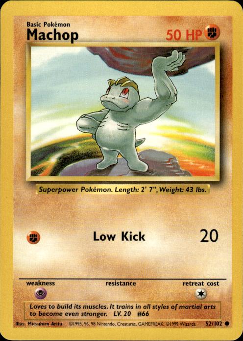 Pokemon Machop 52/102 Base Set Common Near Mint