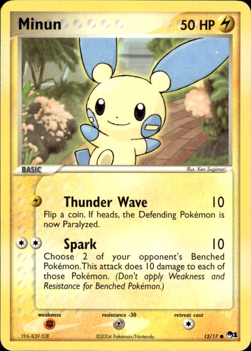 Pokemon Minun 12/17 POP Series 1 Common Near Mint