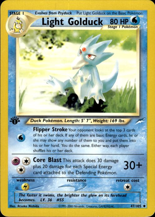 Pokemon Light Golduck 47/105 Neo Destiny 1st Edition Uncommon Near Mint