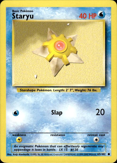 Pokemon Staryu 65/102 Base Set 4th Print 1999-2000 Common Near Mint