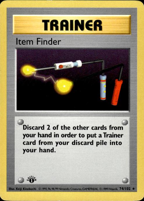 Pokemon Item Finder 74/102 Base Set Rare 1st Edition Moderately Played