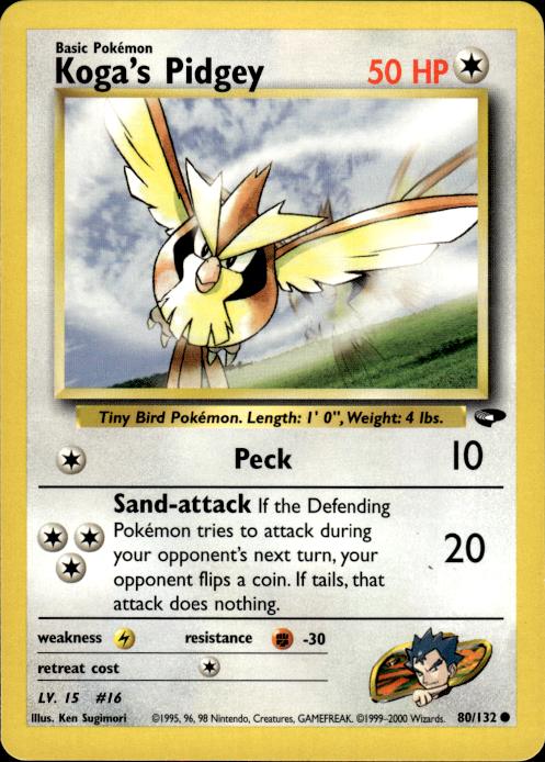 Pokemon Koga's Pidgey 80/132 Gym Challenge Common Near Mint
