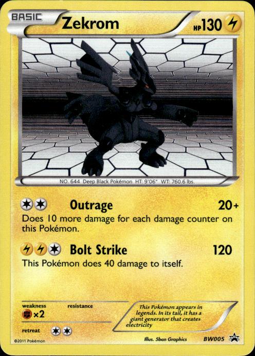 Pokemon Zekrom BW005 BW Black Star Promos Promo Lightly Played