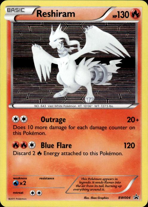 Pokemon Reshiram BW004 BW Black Star Promos Promo Lightly Played