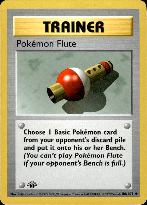 Pokemon Pokemon Flute 86/102 Base Set Uncommon 1st Edition Moderately Played