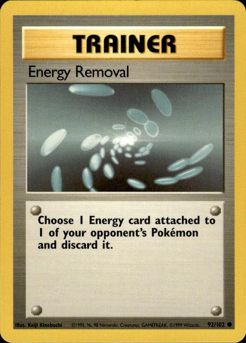Pokemon Energy Removal 92/102 Base Set Common Near Mint