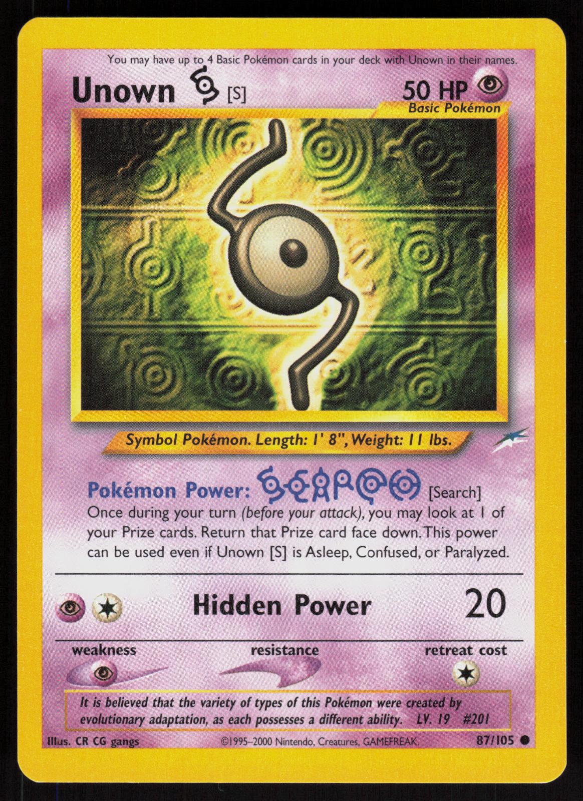 Pokemon Unown [S] 87/105 Neo Destiny Common Near Mint