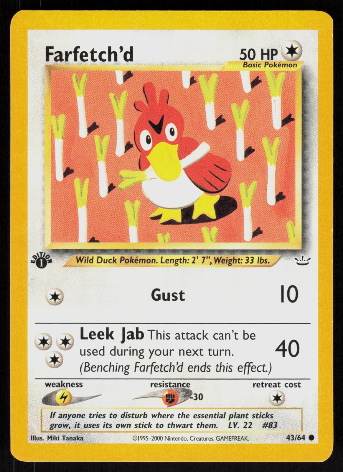 Pokemon Farfetch'd 43/64 Neo Revelation Common 1st Edition Near Mint