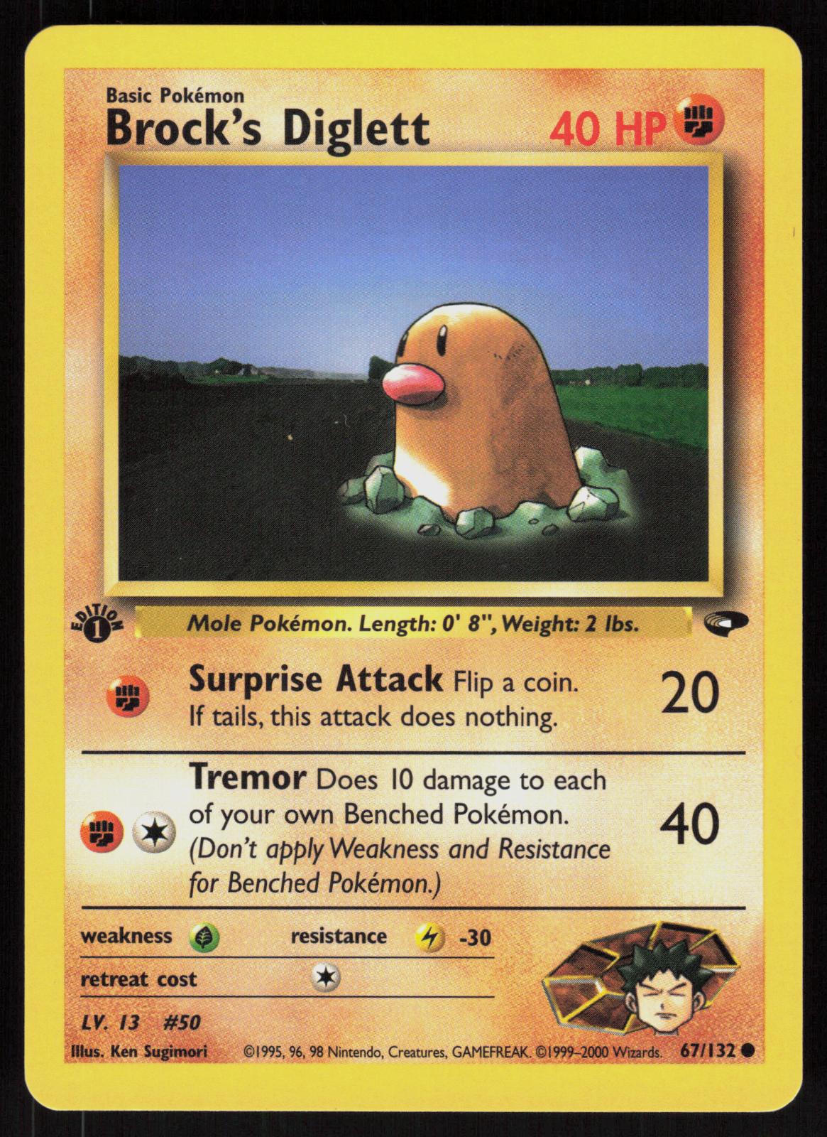 Pokemon Brock's Diglett 67/132 Gym Challenge Common 1st Edition Near Mint