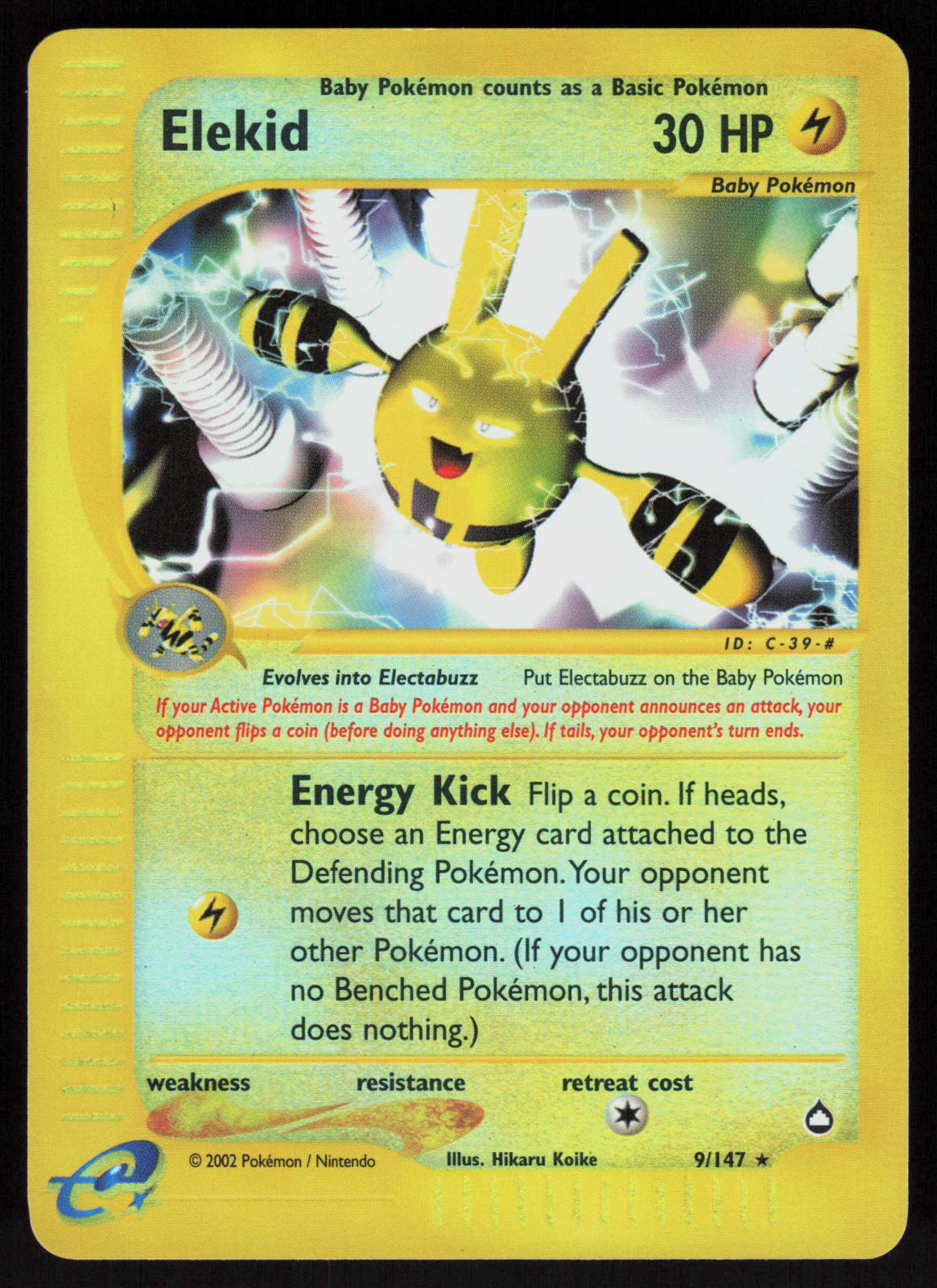 Pokemon Elekid 9/167 Aquapolis Rare Reverse Holo Near Mint