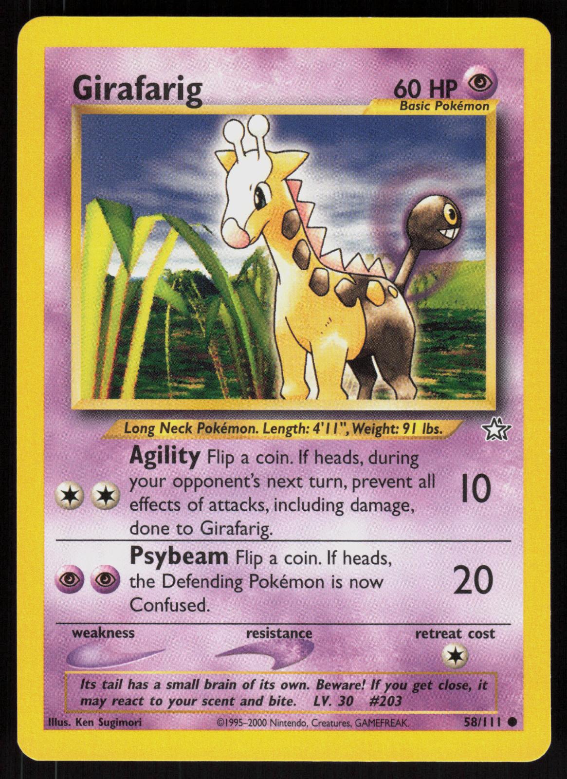 Pokemon Girafarig 58/111 Neo Genesis Common Near Mint