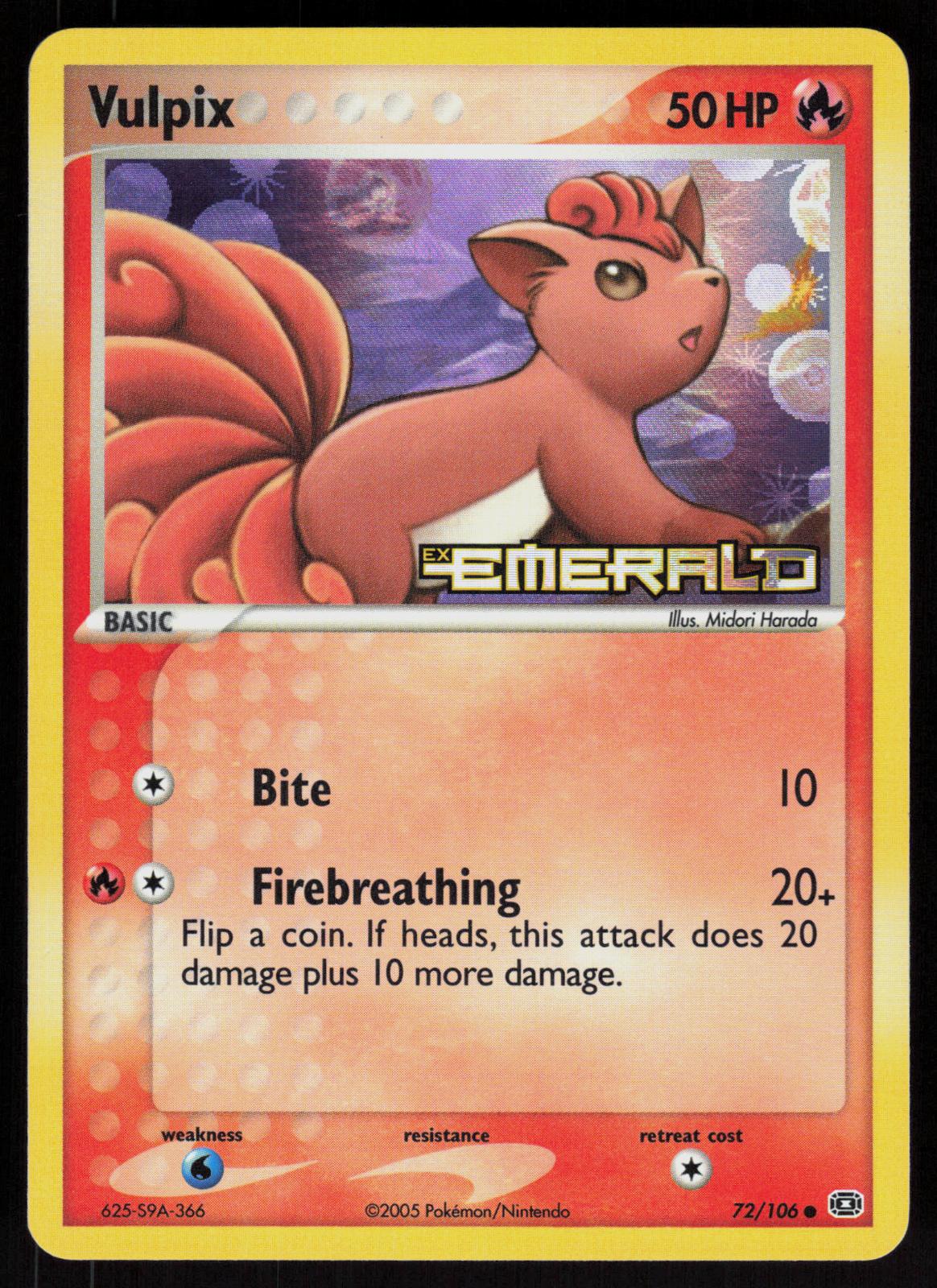 Pokemon Vulpix 72/106 Emerald Common Reverse Holo Near Mint