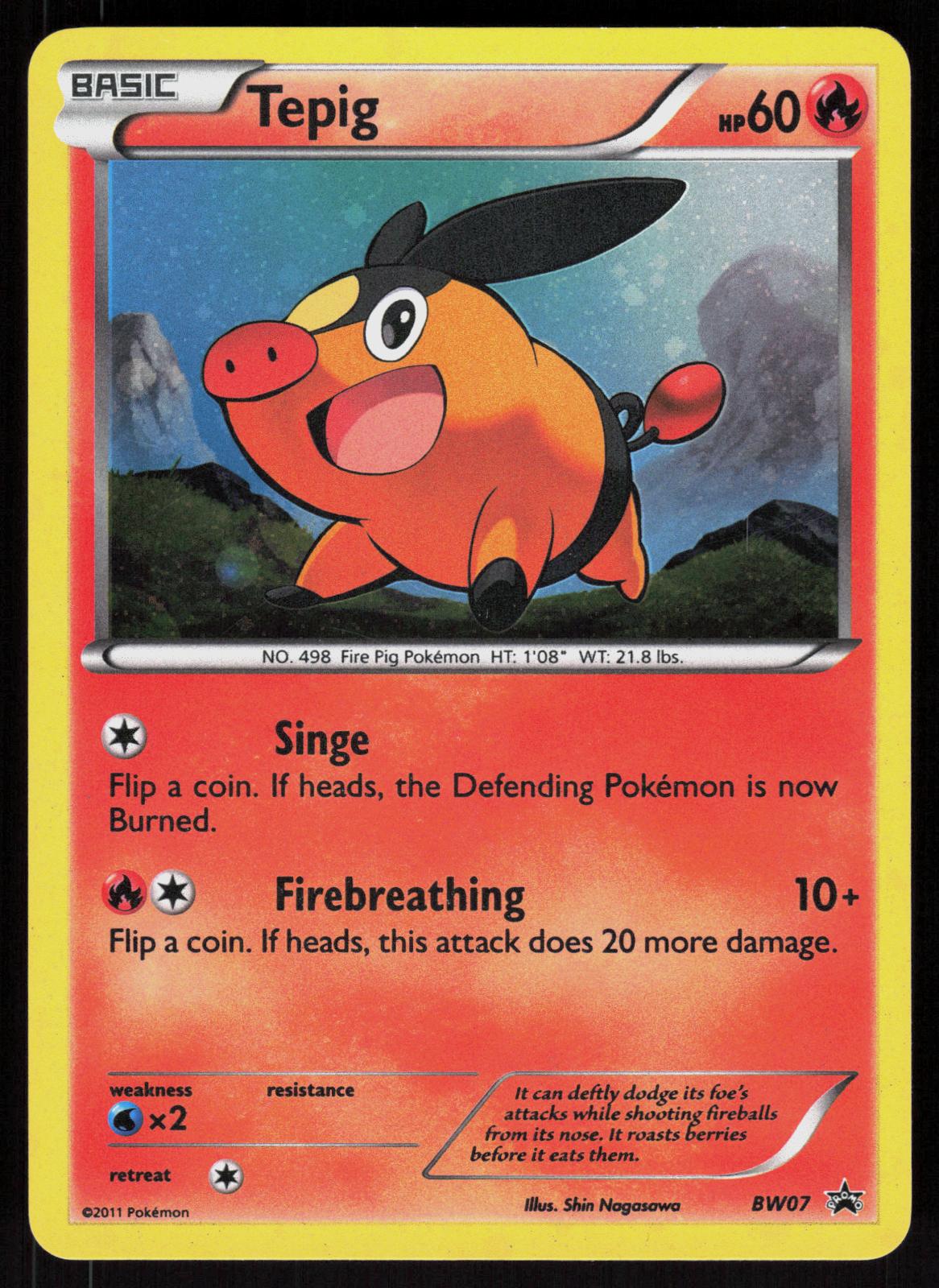 Pokemon Tepig BW07 Black And White Promo Holo Promo Damaged