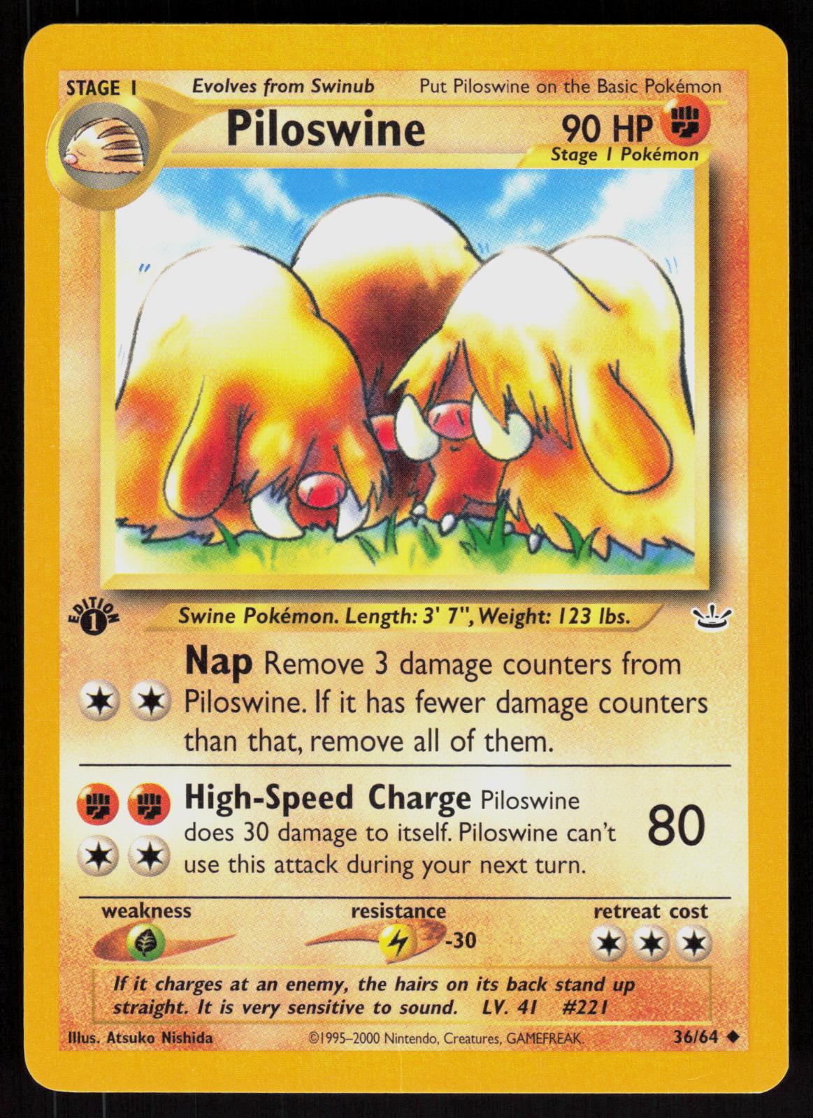 Pokemon Piloswine 36/64 Neo Revelation Uncommon 1st Edition Near Mint