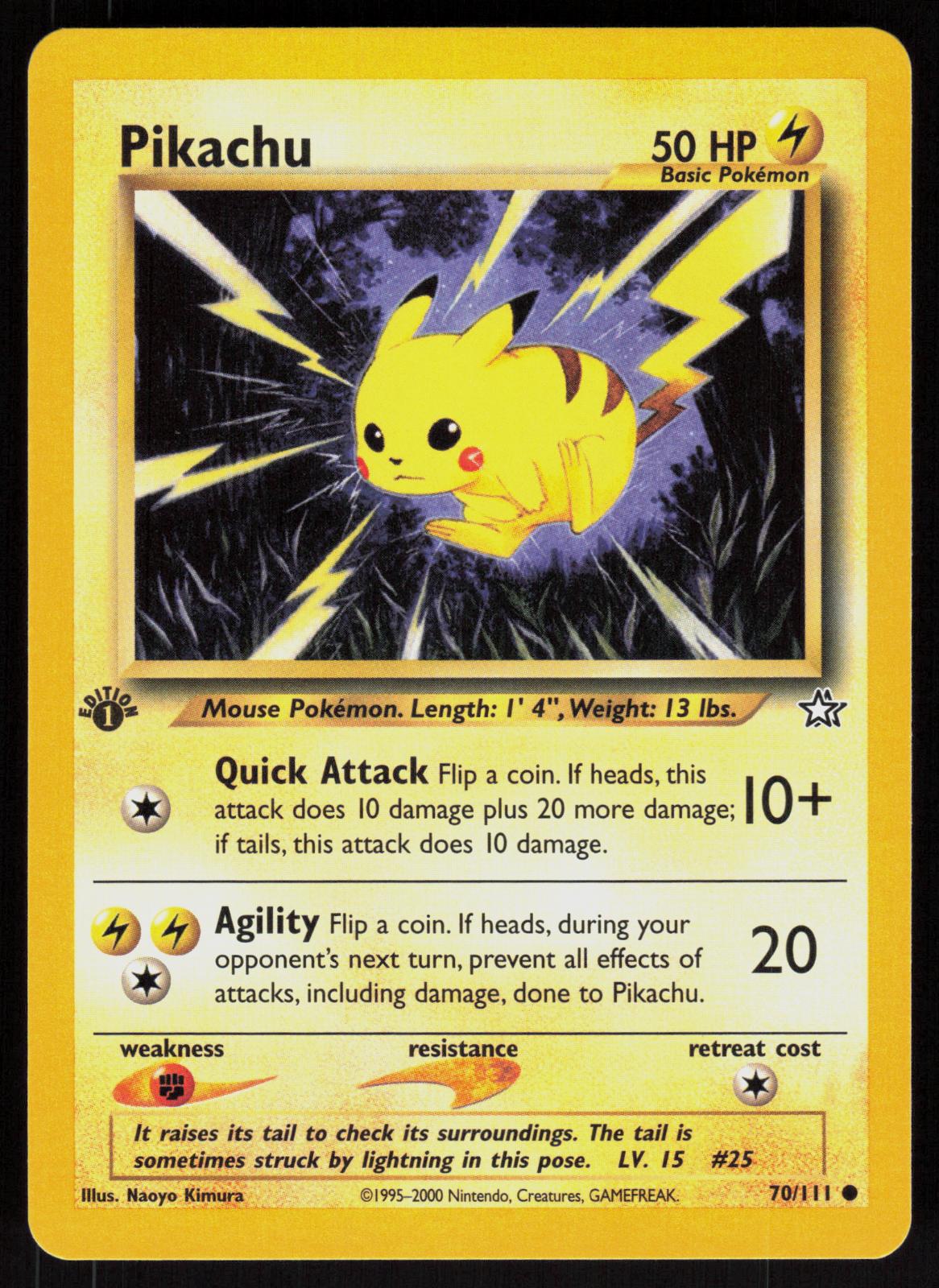 Pokemon Pikachu 70/111 Neo Genesis Common 1st Edition Near Mint